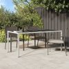 Garden Table 190x90x75 cm Tempered Glass and Poly Rattan