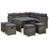 6 Piece Garden Lounge Set with Cushions Poly Rattan