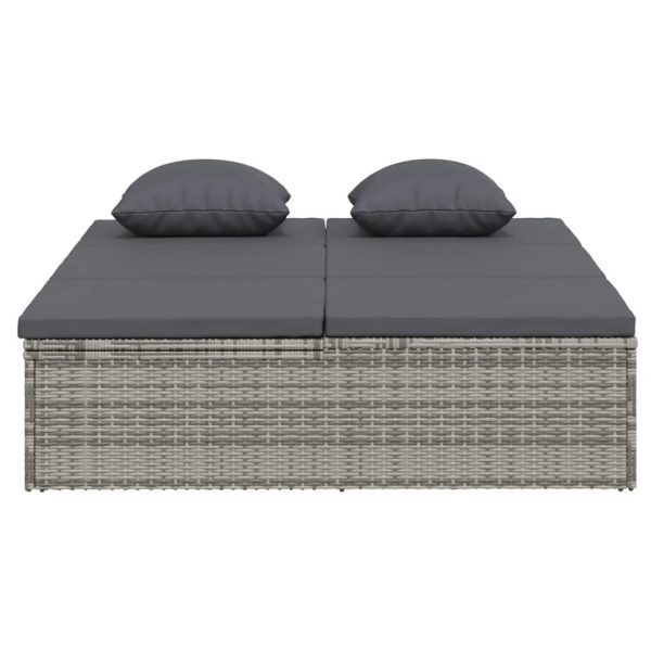 Convertible Sun Bed with Cushions Poly Rattan – Dark Grey