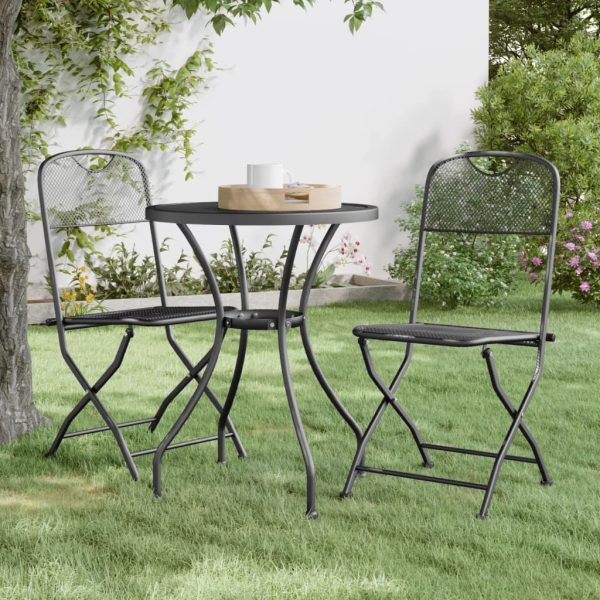 Folding Garden Chairs Expanded Metal Mesh Anthracite