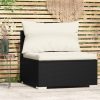 Garden Middle Sofa with Cushions Poly Rattan