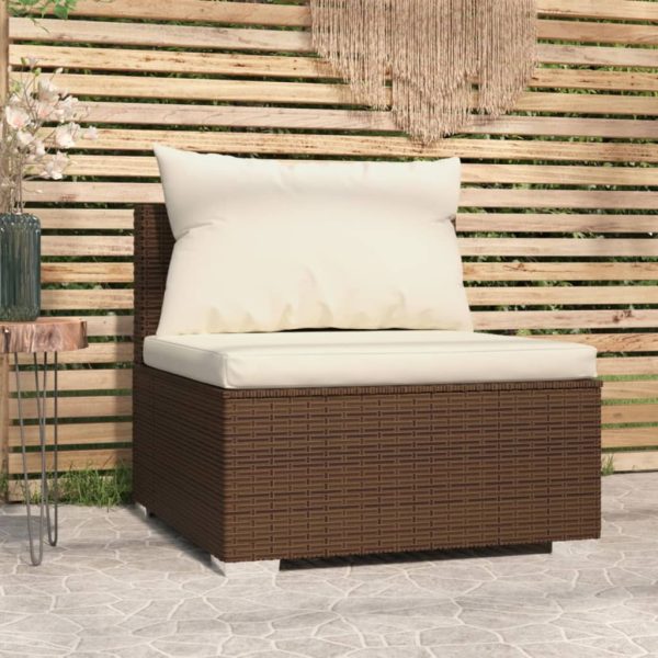 Garden Middle Sofa with Cushions Poly Rattan