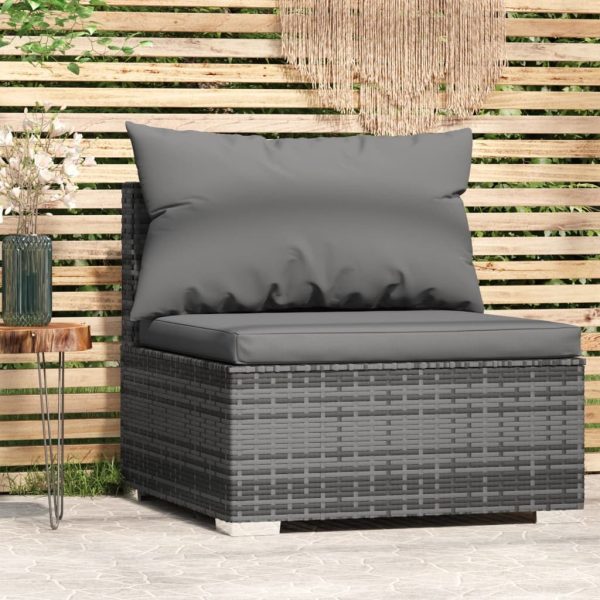 Garden Middle Sofa with Cushions Poly Rattan