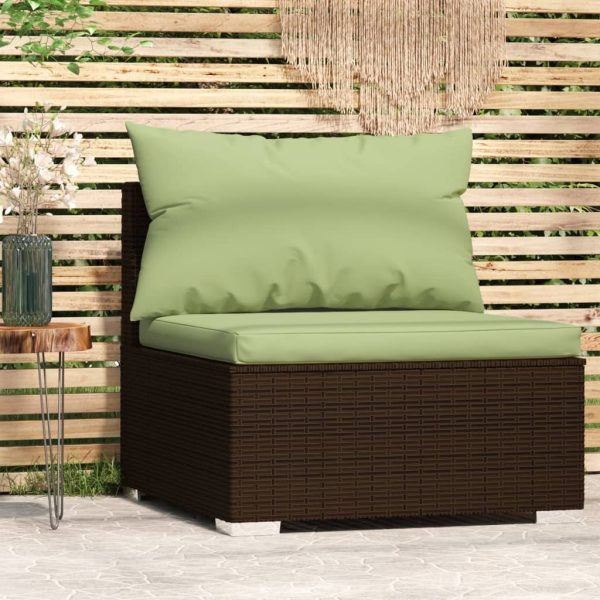 Garden Middle Sofa with Cushions Poly Rattan