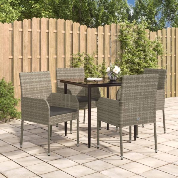 Garden Dining Set with Cushions Poly Rattan