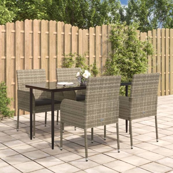 Garden Dining Set with Cushions Poly Rattan