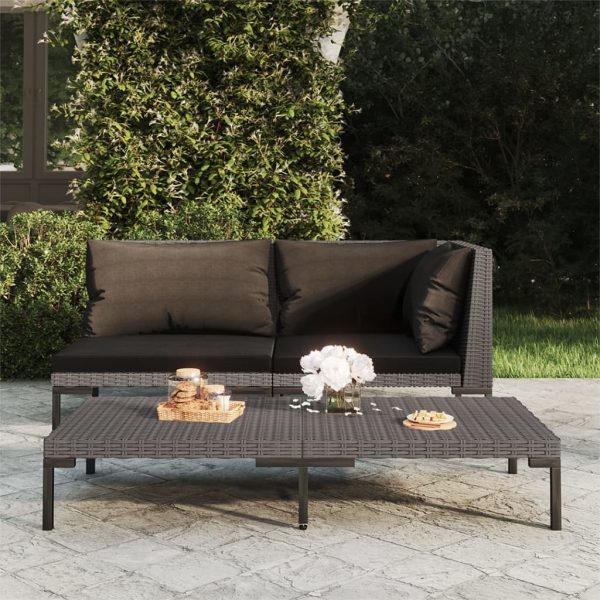 Garden Sofa with Cushions Half Round Poly Rattan