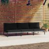 Garden Sofa with Cushions Half Round Poly Rattan