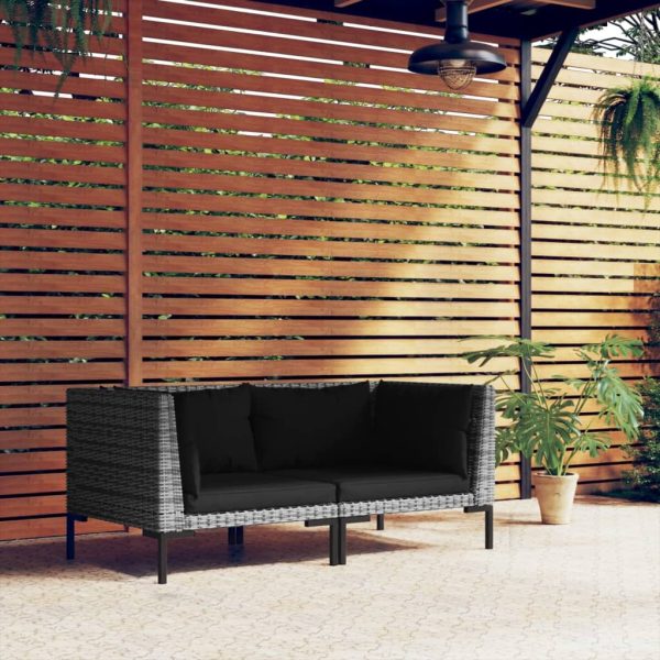 Garden Sofa with Cushions Half Round Poly Rattan