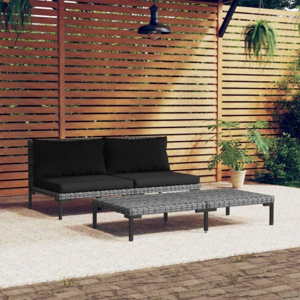 Garden Sofa with Cushions Half Round Poly Rattan