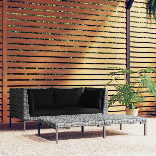 Garden Sofa with Cushions Half Round Poly Rattan