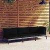 Garden Sofa with Cushions Half Round Poly Rattan