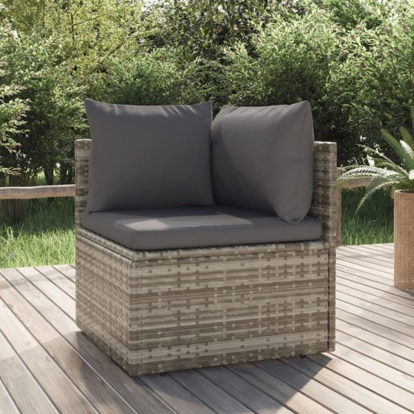 Garden Sofa with Cushion Grey 57x57x56 cm Poly Rattan