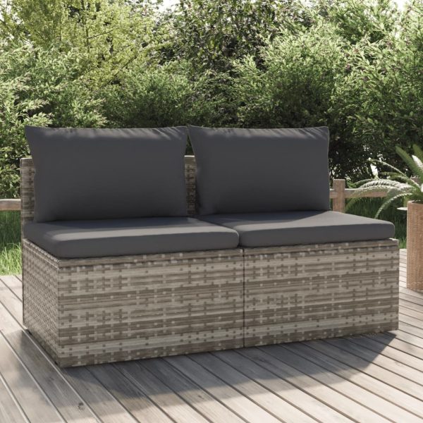 Garden Sofa with Cushion Grey 57x57x56 cm Poly Rattan