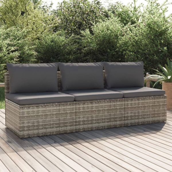 Garden Sofa with Cushion Grey 57x57x56 cm Poly Rattan