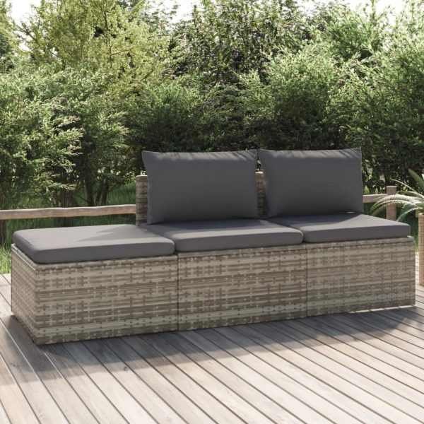 Garden Sofa with Cushion Grey 57x57x56 cm Poly Rattan