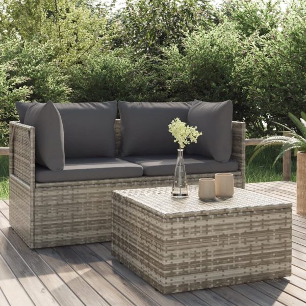 Garden Sofa with Cushion Grey 57x57x56 cm Poly Rattan