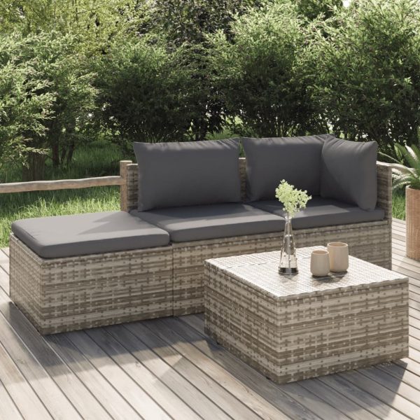 Garden Sofa with Cushion Grey 57x57x56 cm Poly Rattan