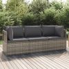 Garden Sofa with Cushion Grey 57x57x56 cm Poly Rattan