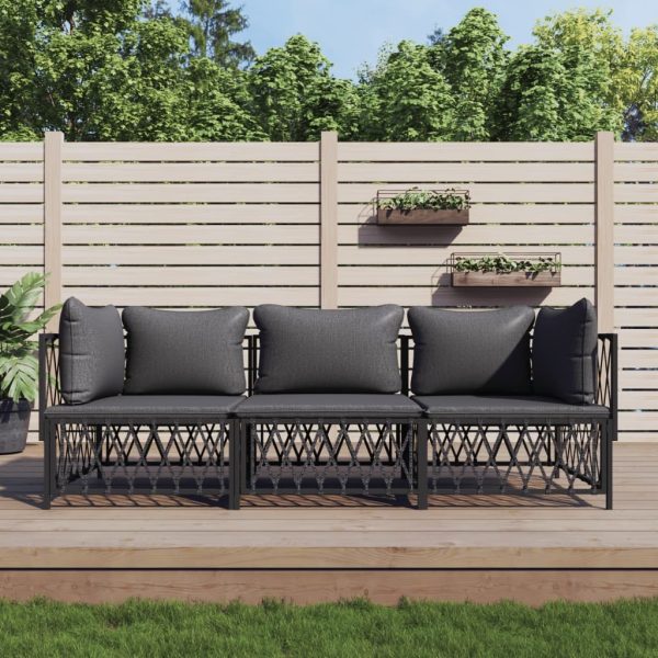 Garden Lounge Set with Cushions Steel