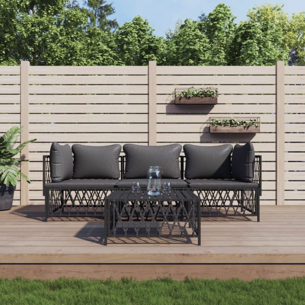 Garden Lounge Set with Cushions Steel