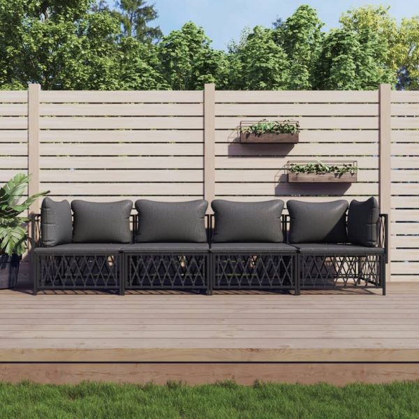 Garden Lounge Set with Cushions Steel