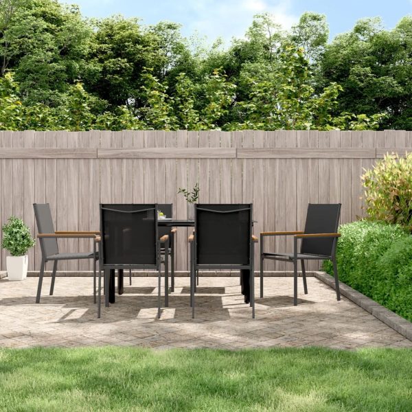 Garden Dining Set Black Textilene and Steel