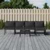 Garden Lounge Set with Grey Cushions Steel