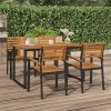 Garden Table with U-shaped Legs Solid Wood Acacia