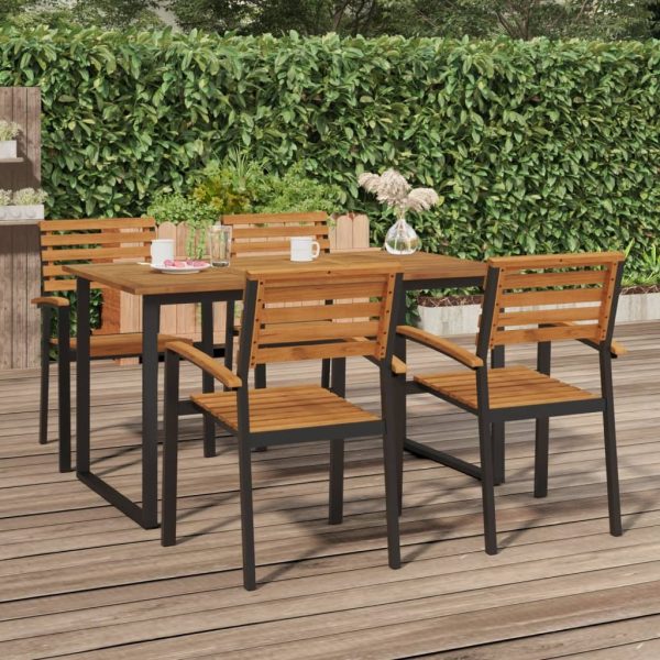 Garden Table with U-shaped Legs Solid Wood Acacia