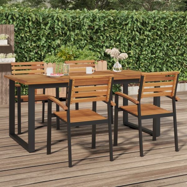 Garden Table with U-shaped Legs Solid Wood Acacia