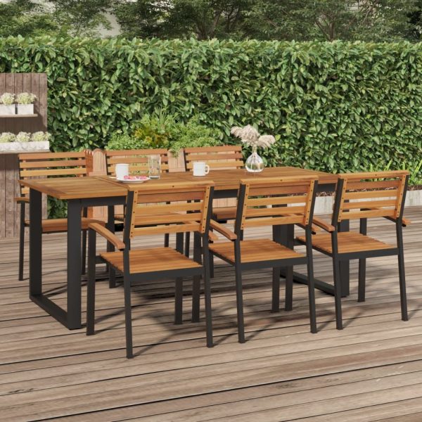 Garden Table with U-shaped Legs Solid Wood Acacia