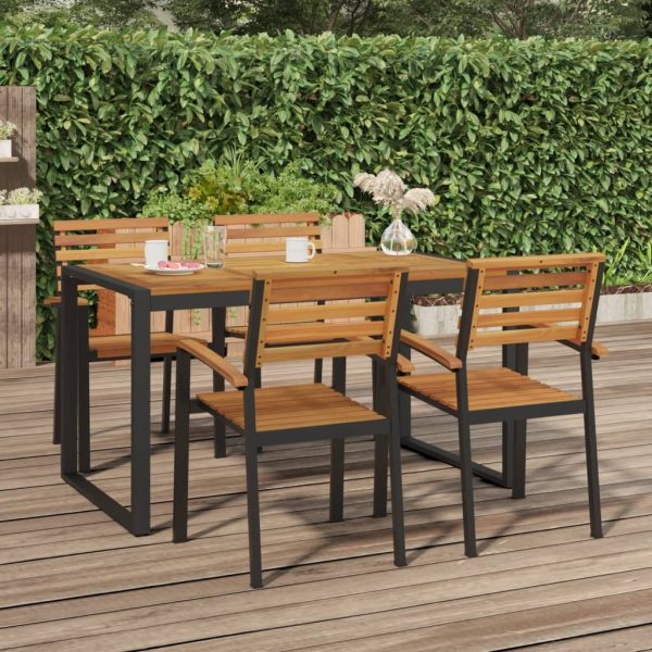 Garden Table with U-shaped Legs Solid Wood Acacia