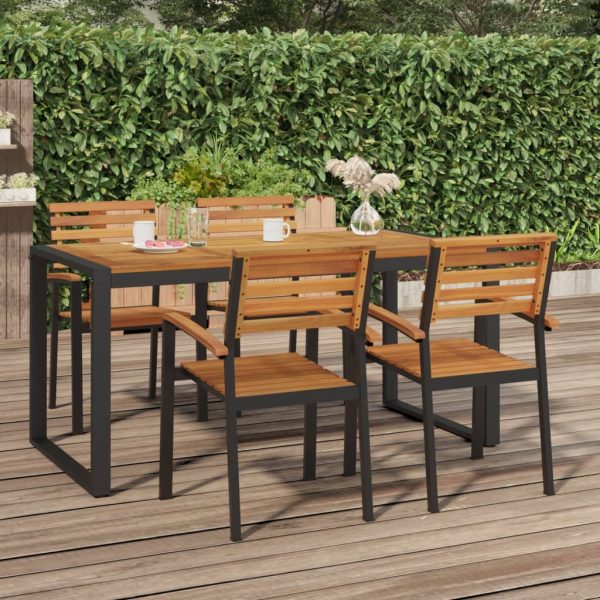 Garden Table with U-shaped Legs Solid Wood Acacia