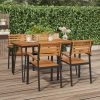 Garden Table with Hairpin Legs Solid Wood Acacia