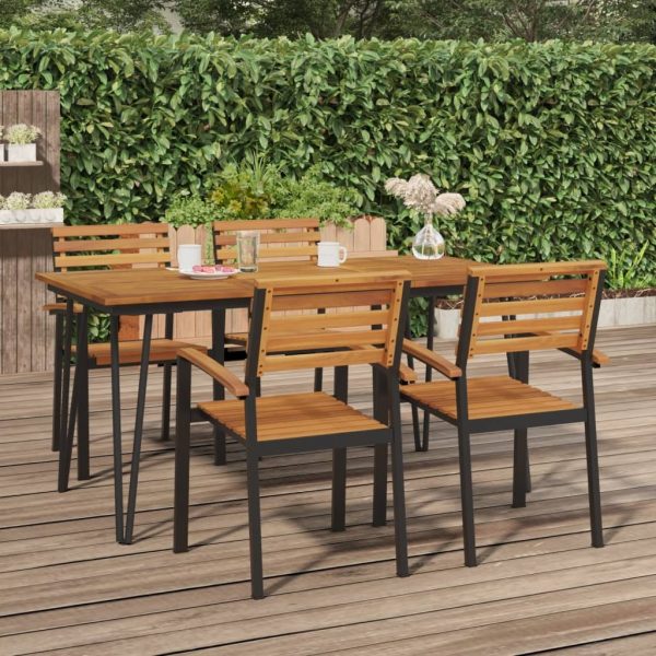 Garden Table with Hairpin Legs Solid Wood Acacia