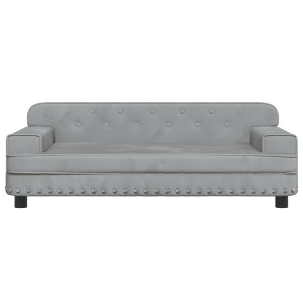 Kids Sofa Velvet – 90x53x30 cm, Light Grey