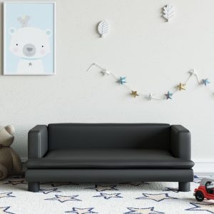 Kids Sofa Black 80x45x30 cm Faux Leather