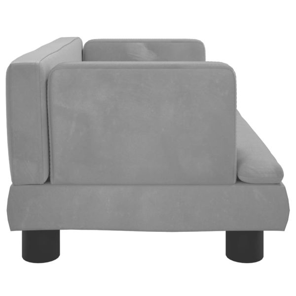 Kids Sofa Velvet – 60x40x30 cm, Light Grey