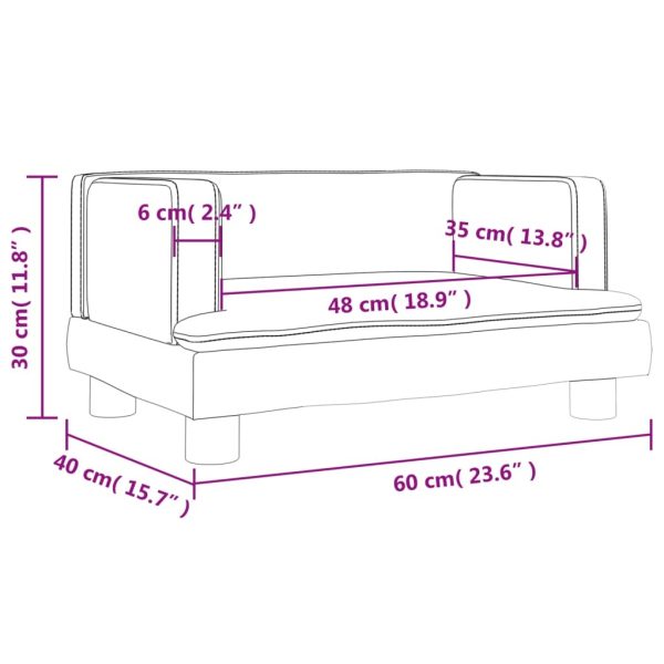 Kids Sofa Velvet – 60x40x30 cm, Light Grey