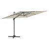 LED Cantilever Umbrella Sand White 400×300 cm