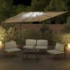 LED Cantilever Umbrella Sand White 400×300 cm