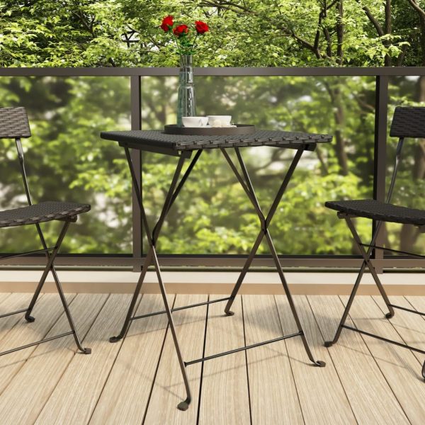 Folding Bistro Table 55x54x71 cm Poly Rattan