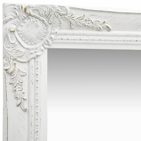 Wall Mirror Baroque Style 50×80 cm White