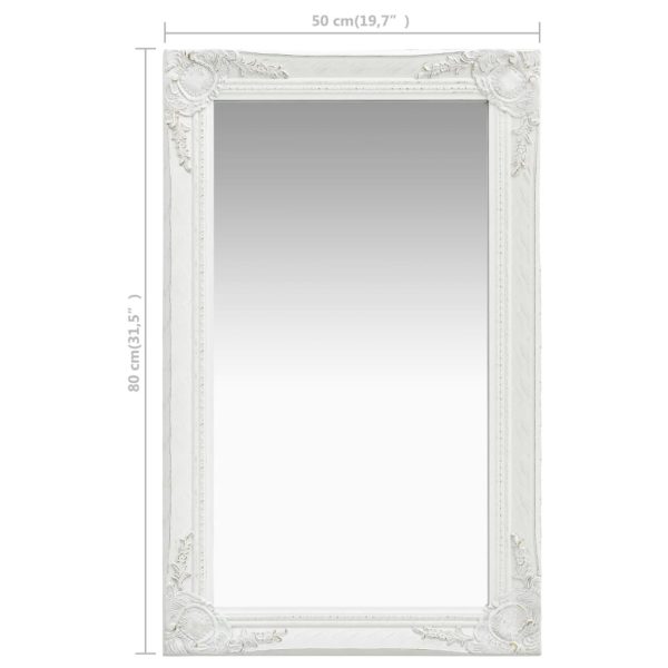 Wall Mirror Baroque Style 50×80 cm White