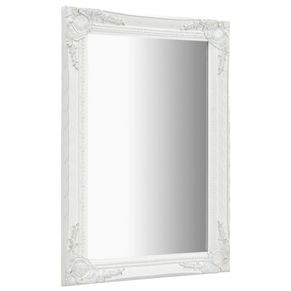 Wall Mirror Baroque Style 60×80 cm White
