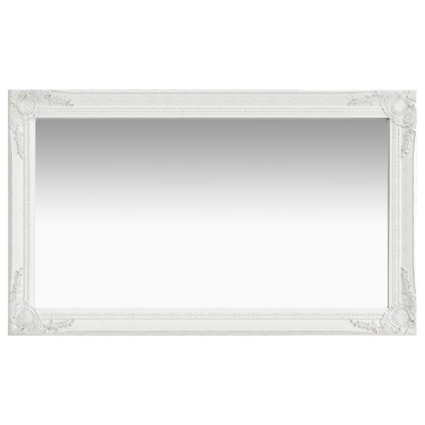 Wall Mirror Baroque Style 60×100 cm White