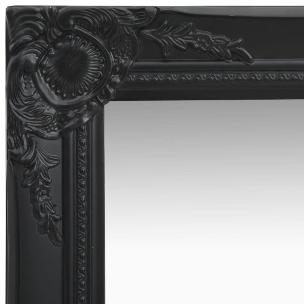 Wall Mirror Baroque Style 60×100 cm Black