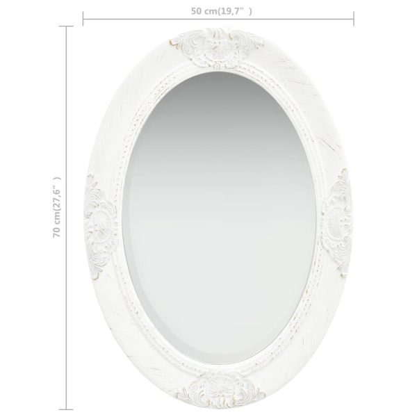 Wall Mirror Baroque Style 50×70 cm White