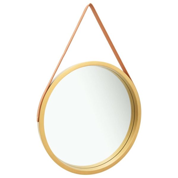 Wall Mirror with Strap 60 cm Gold